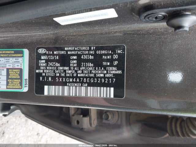 5XXGM4A78EG329217 KIA Optima Lx