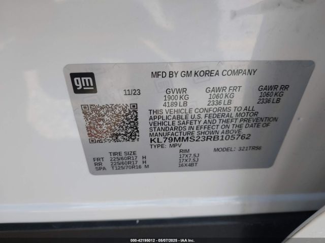 KL79MMS23RB105762 Chevrolet Trailblazer Fwd Ls