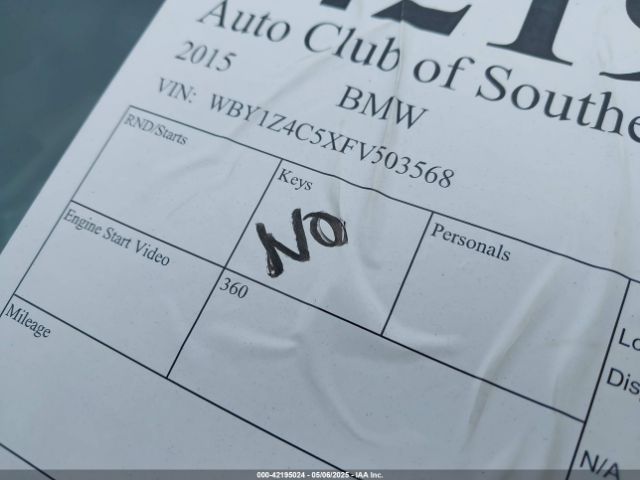 WBY1Z4C5XFV503568 BMW I3 Base W/range Extender