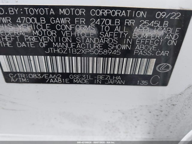 JTHGZ1B2XP5058945 Lexus Is 350 F Sport