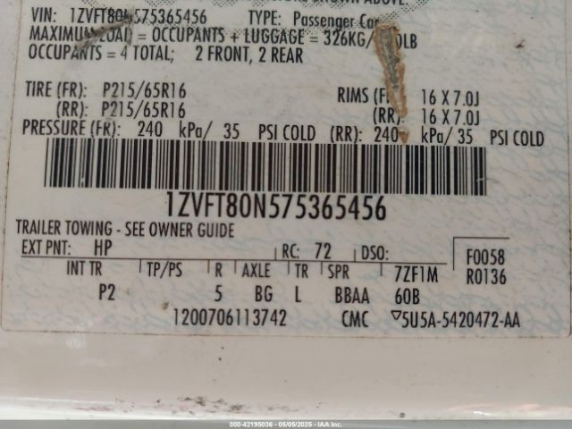 2007 FORD MUSTANG 1ZVFT80N575365456 Photo 8