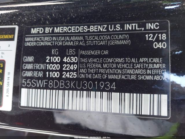 2019 MERCEDES-BENZ C 300 55SWF8DB3KU301934 Photo 8
