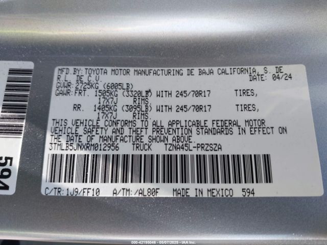 3TMLB5JNXRM012956 Toyota t24a-fts