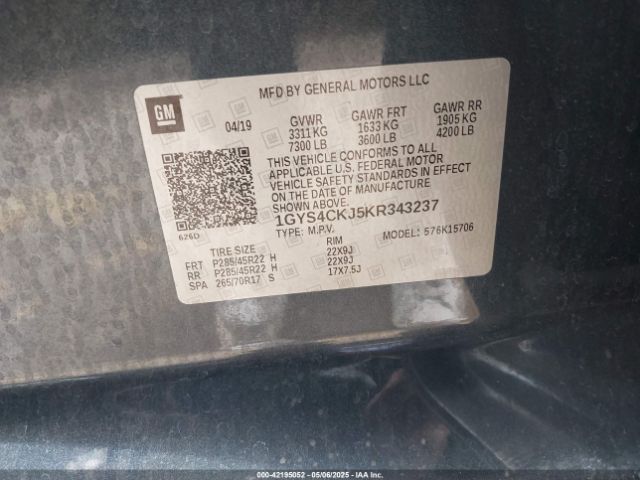 2019 CADILLAC ESCALADE 1GYS4CKJ5KR343237 Photo 8