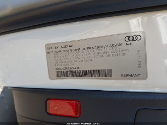 WAUC4CF59JA044383 Audi S5 3.0t Premium Plus