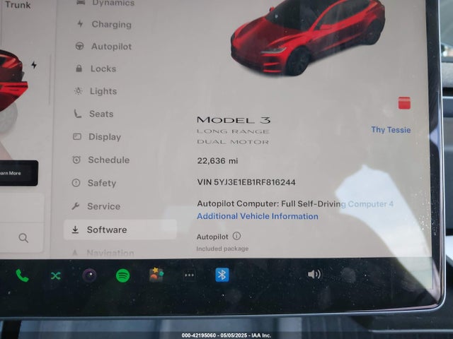 5YJ3E1EB1RF816244 Tesla MODEL 3