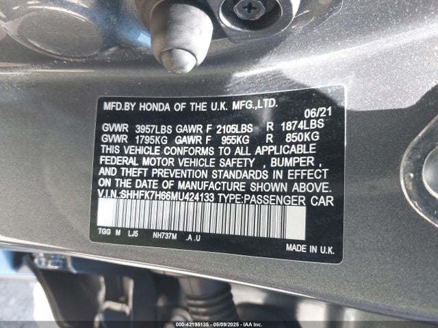SHHFK7H66MU424133 Honda l15ba