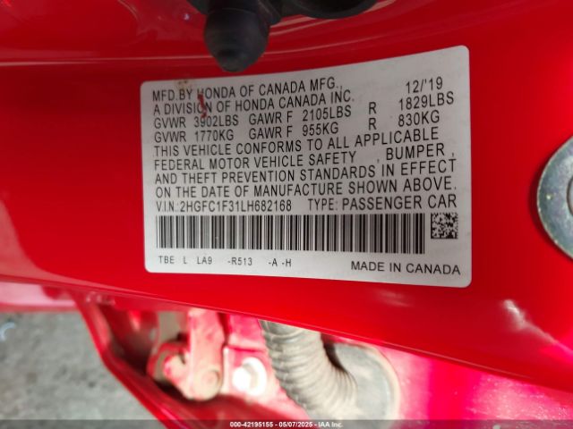 2HGFC1F31LH682168 Honda CIVIC EX