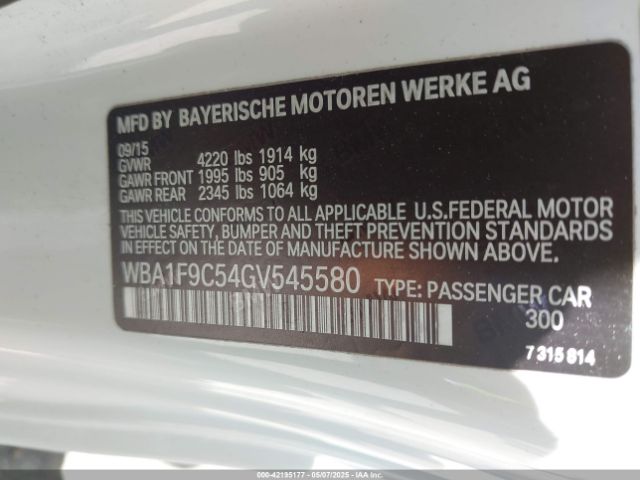 WBA1F9C54GV545580 BMW 228I