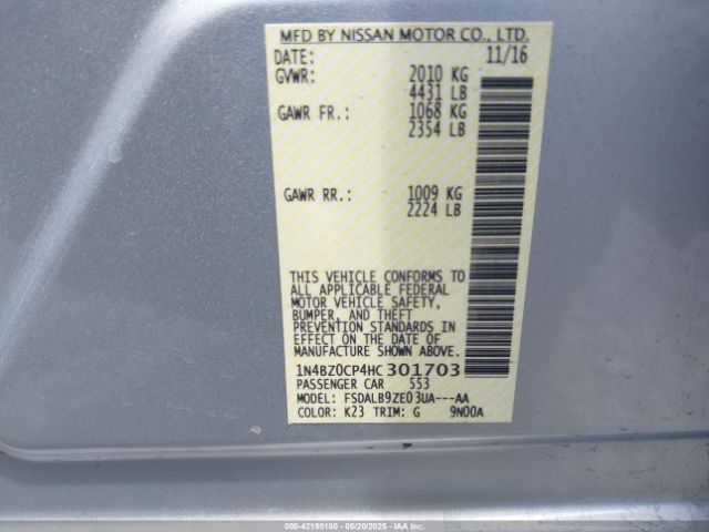 1N4BZ0CP4HC301703 Nissan LEAF S