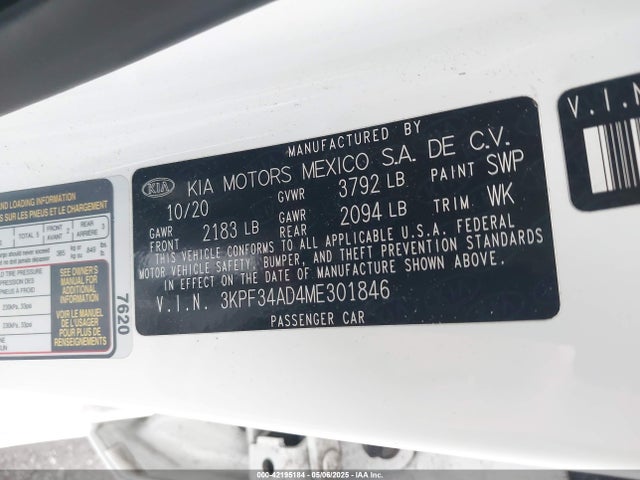 3KPF34AD4ME301846 KIA mpi nu