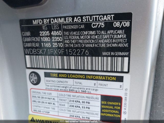 2009 MERCEDES-BENZ SL 550 WDBSK71FX9F152276 Photo 8