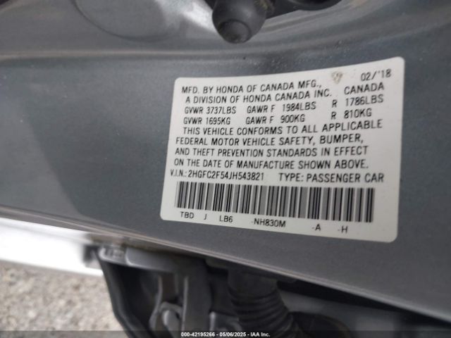 2HGFC2F54JH543821 Honda Civic Lx