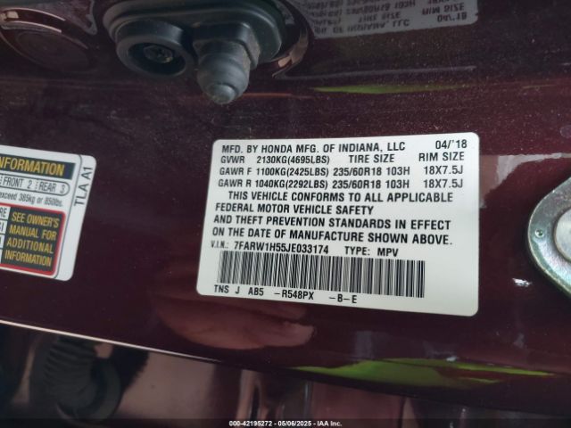 7FARW1H55JE033174 Honda CR-V EX