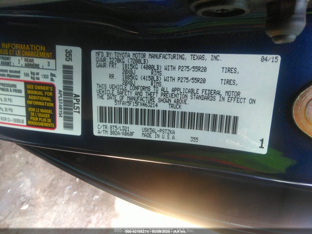 5TFAY5F15FX463214 Toyota 3ur-fbe