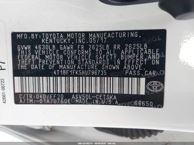 4T1BF1FK5HU796735 Toyota CAMRY SE