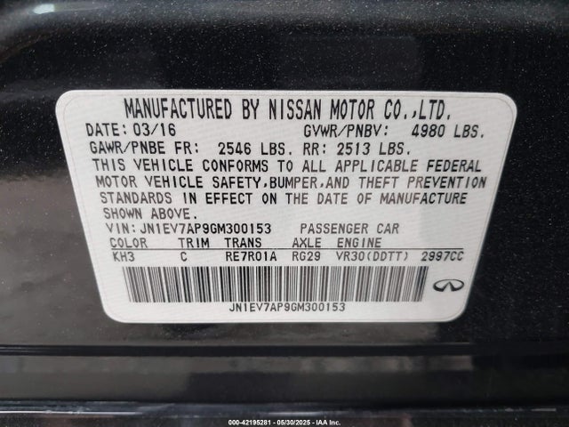 JN1EV7AP9GM300153 Infiniti Q50