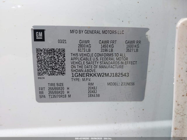 1GNERKKW2MJ182543 Chevrolet lfy