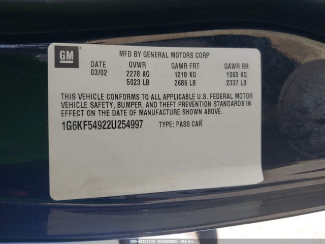 2002 CADILLAC DEVILLE 1G6KF54922U254997 Photo 8