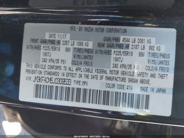 JM3KFACM5J0309533 Mazda Cx-5 Touring