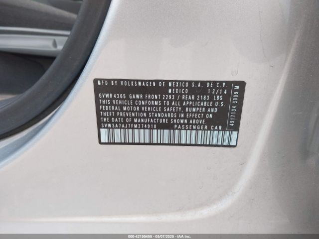 3VW3A7AJ7FM274910 Volkswagen Jetta 2.0l Tdi S