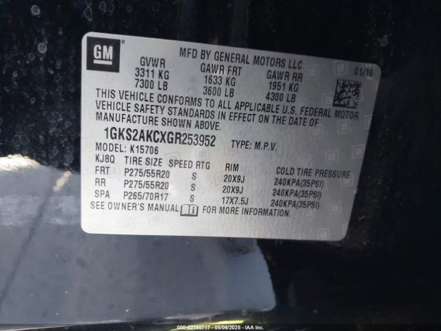 1GKS2AKCXGR253952 GMC l83 - sidi, vvt, afm, e85 max, aluminum