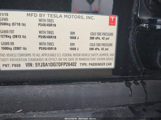 2013 TESLA MODEL S 5YJSA1DG7DFP26402 Photo 8
