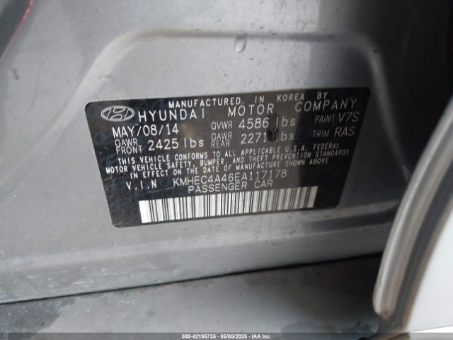 KMHEC4A46EA117178 Hyundai SONATA HYBRID