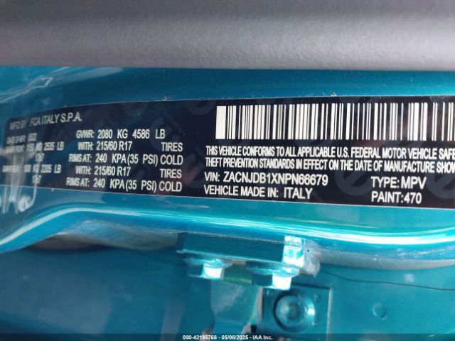 ZACNJDB1XNPN66679 Jeep Renegade Latitude 4x4