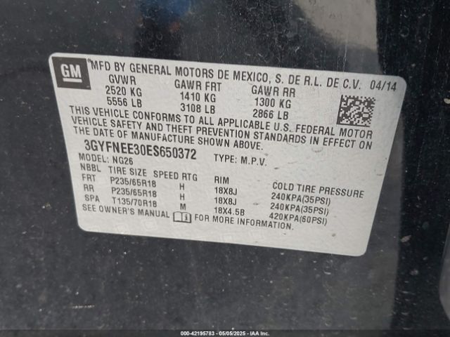 3GYFNEE30ES650372 Cadillac Srx Luxury Collection