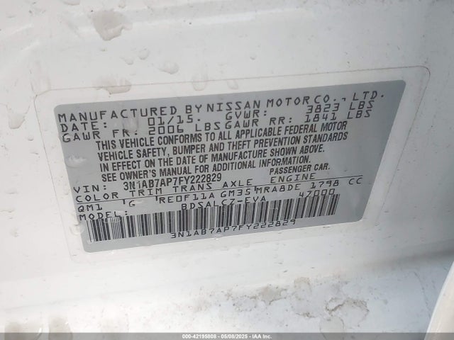 3N1AB7AP7FY222829 Nissan SENTRA S