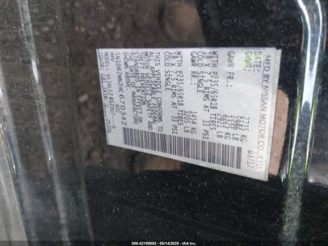 5N1DR2MN2HC670342 Nissan Pathfinder Sv