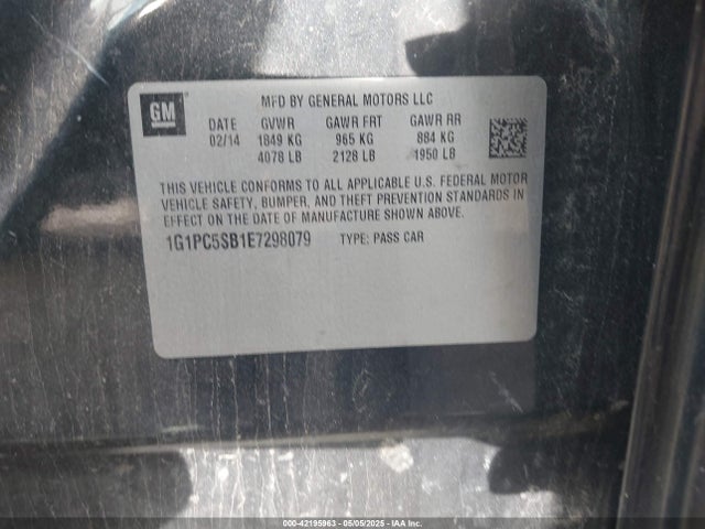 1G1PC5SB1E7298079 Chevrolet Cruze 1lt Auto