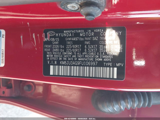 KM8JU3AG9FU106997 Hyundai TUCSON SE