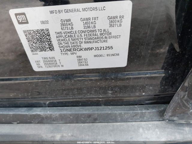 1GNERGKW9PJ121255 Chevrolet Traverse Fwd Lt Cloth