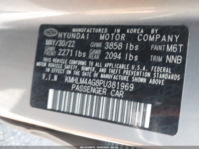 KMHLM4AG8PU381969 Hyundai ELANTRA SEL