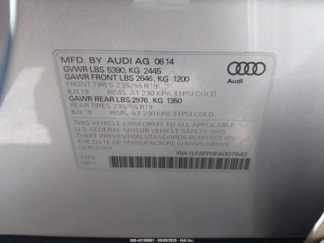 WA1LFAFP0FA007842 Audi Q5 2.0t Premium