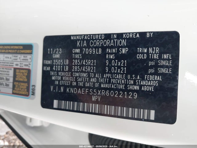 KNDAEFS5XR6022129 KIA 2024