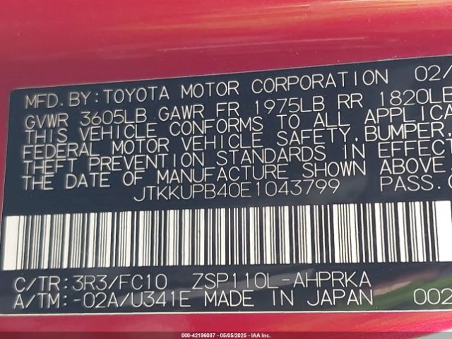 JTKKUPB40E1043799 Scion XD