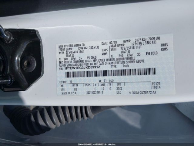 2018 FORD F-150 1FTEW1EG3JKD69912 Photo 8