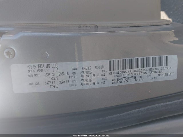 2C4RDGCG4GR276436 Dodge Grand Caravan Sxt