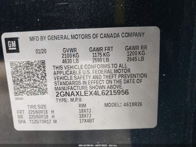 2020 CHEVROLET EQUINOX 2GNAXLEX4L6215956 Photo 8