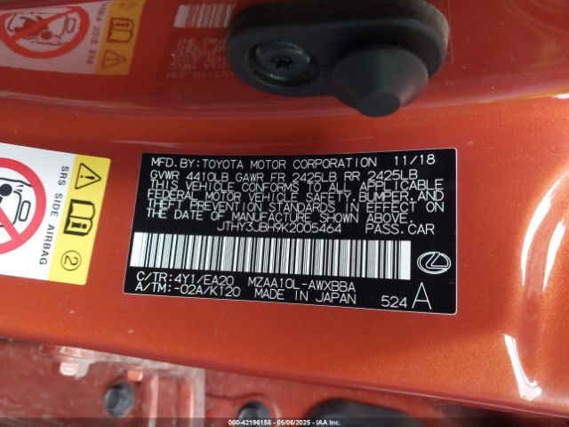 JTHY3JBH9K2005464 Lexus UX 200