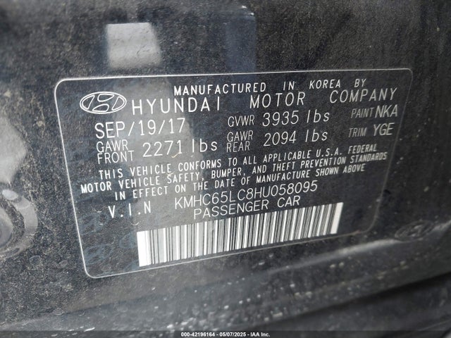 KMHC65LC8HU058095 Hyundai Ioniq Hybrid Blue