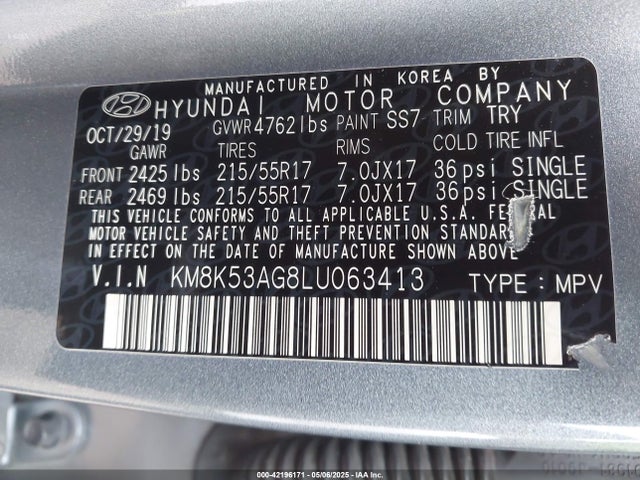 KM8K53AG8LU063413 Hyundai hmc battery + traction motor