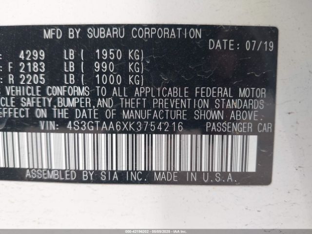 4S3GTAA6XK3754216 Subaru Impreza 2.0i
