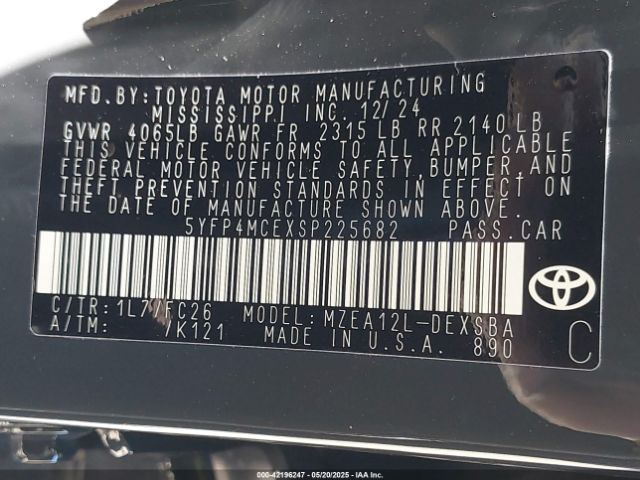 5YFP4MCEXSP225682 Toyota COROLLA SE