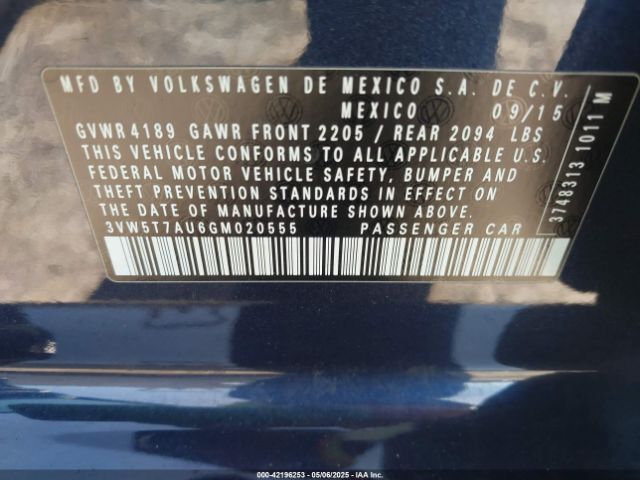 3VW5T7AU6GM020555 Volkswagen Golf Gti S 4-door