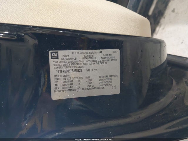 2007 CADILLAC ESCALADE ESV 1GYFK66857R365228 Photo 8