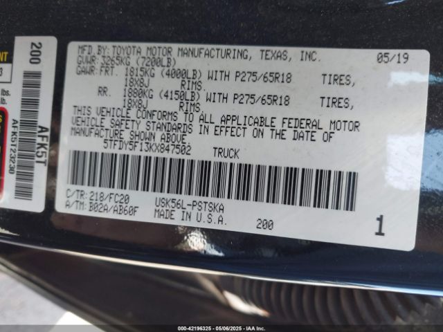 5TFDY5F13KX847502 Toyota 3ur-fe